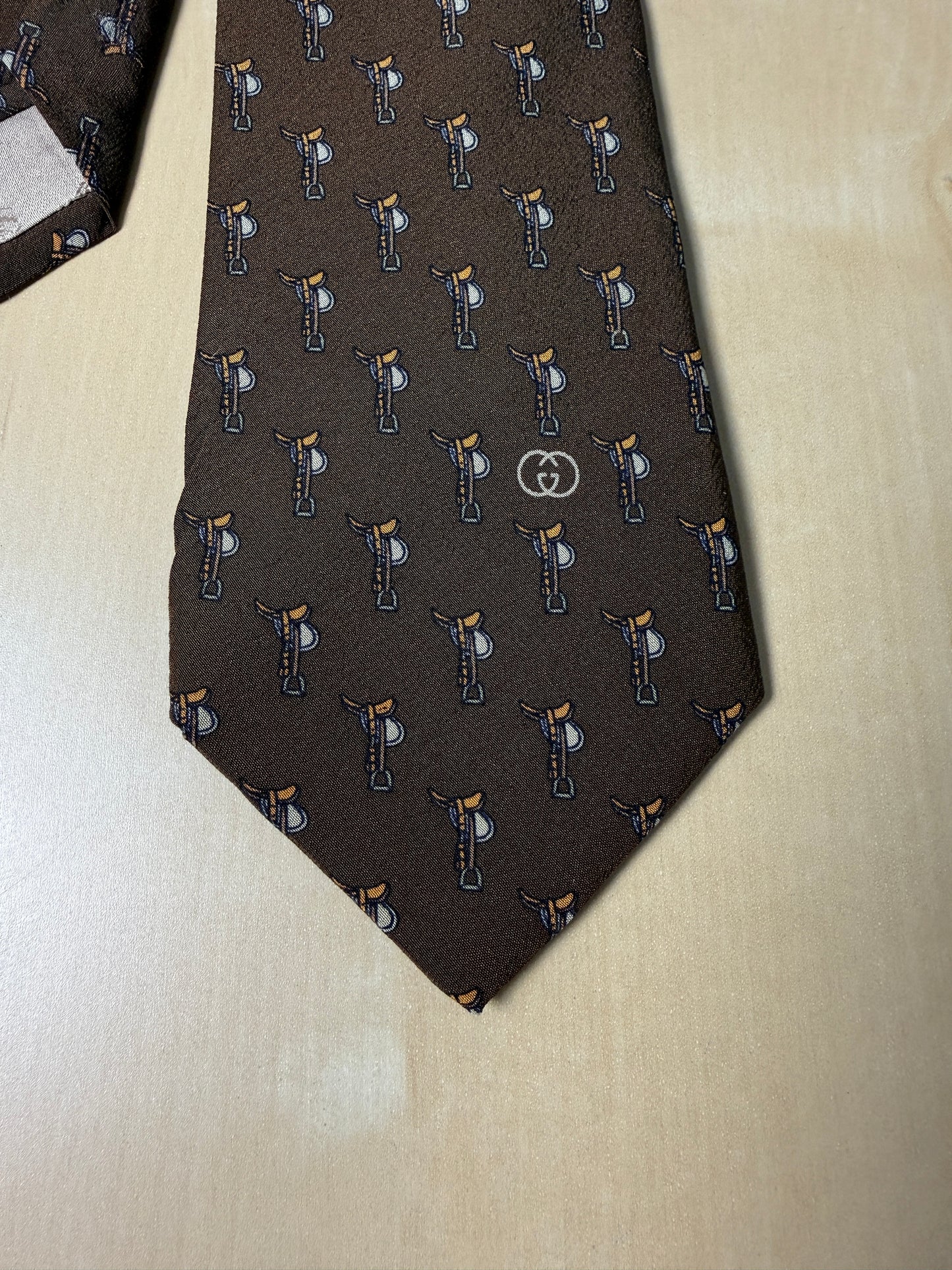 Cravatta Gucci vintage con selle e staffe