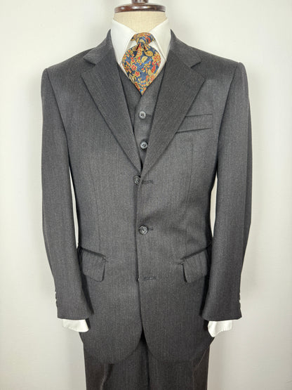 Completo 3 pezzi anni '90 in flanella grigio antracite - tg. 46/48