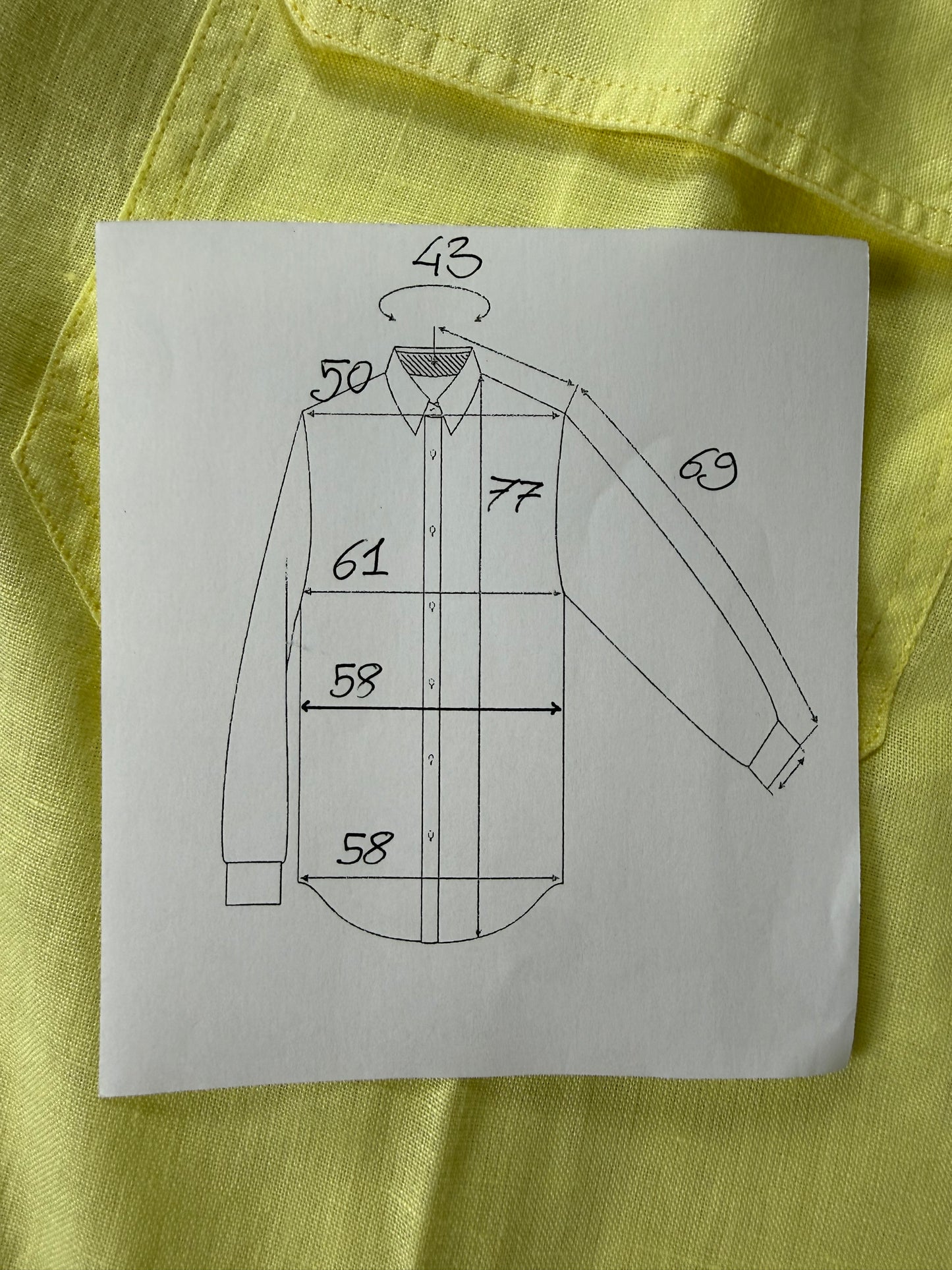Camicia in lino giallo lime - L/XL collo 43