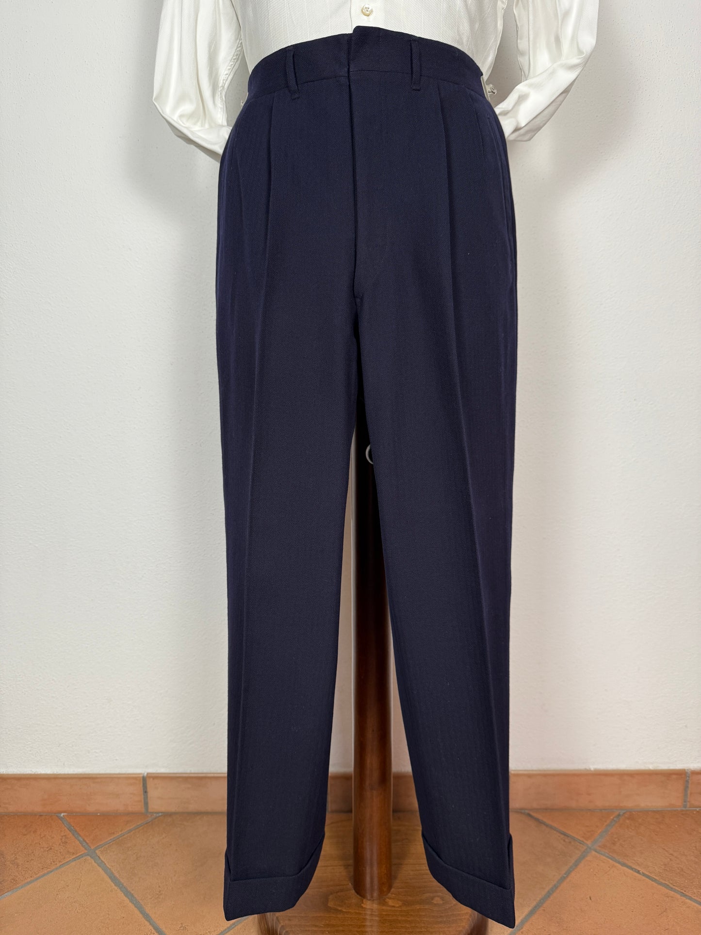 Completo doppiopetto sartoriale anni ‘40/‘50 blu spinato - tg. 46/48