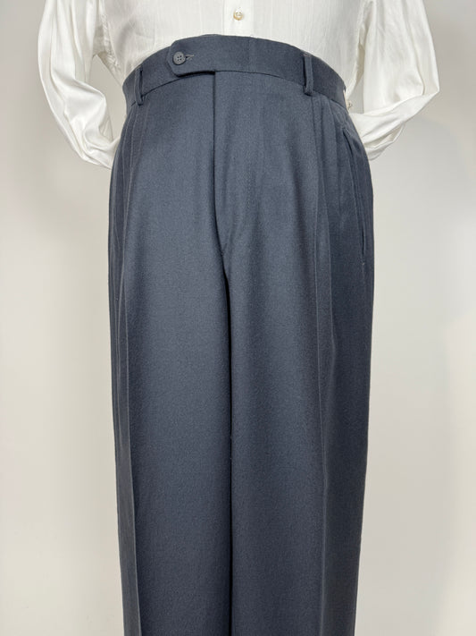 Pantaloni anni ‘80 flanella blu petrolio (NOS) - tg. 48