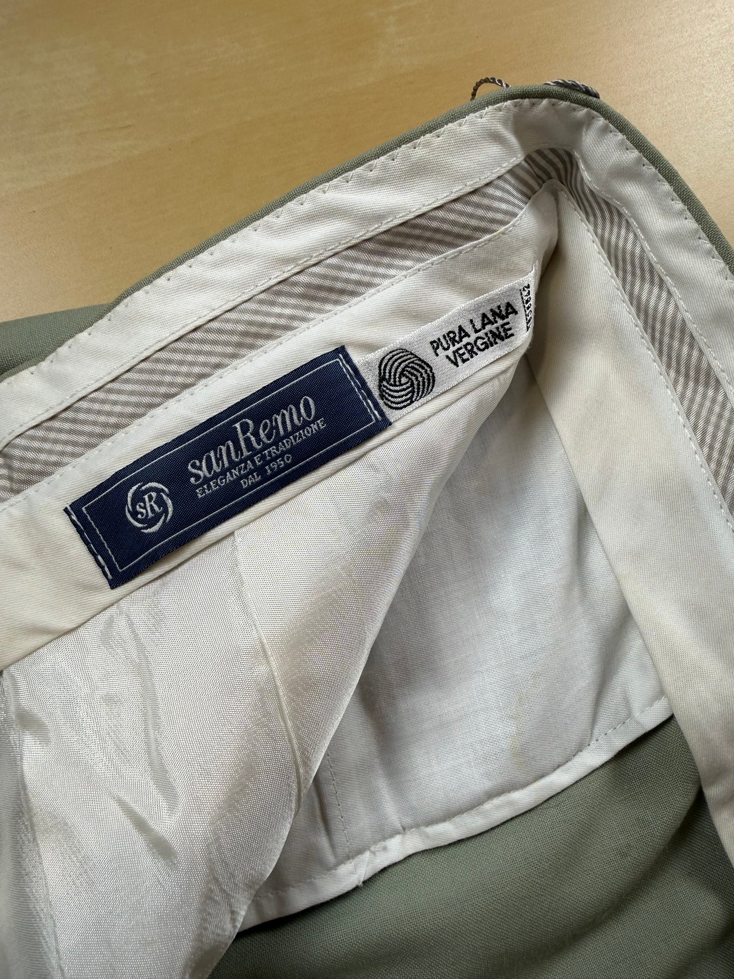 Pantaloni fresco lana verde menta anni '80 (NOS) - tg. 50