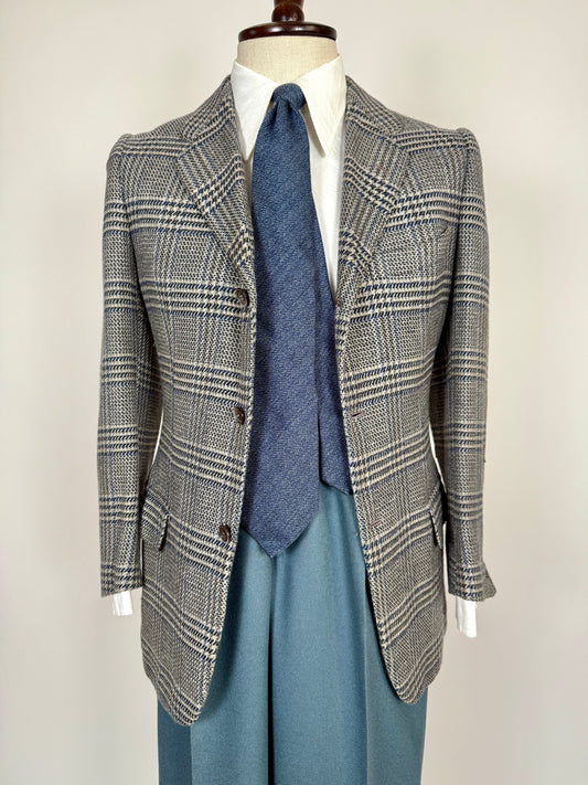 Giacca sportiva sartoriale anni ‘60 puro cashmere inserti in pelle - tg. 42