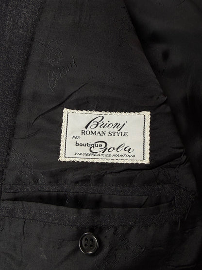 Completo Brioni doppiopetto anni '80 flanella antracite gessato - tg. 56