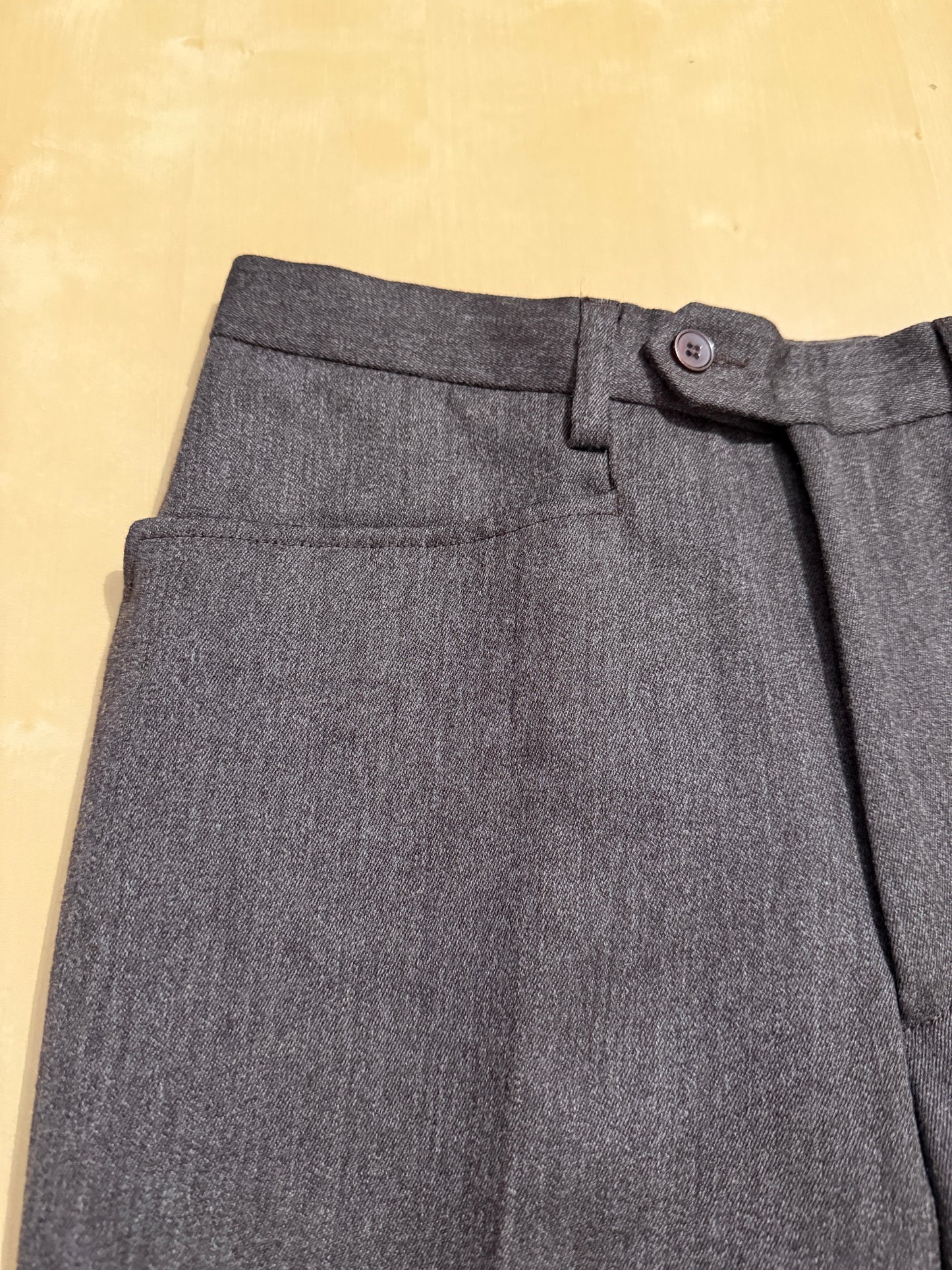 Pantalone anni ‘70 in flanella marrone con tasche alla carrettiera (NOS) - tg. 44/46