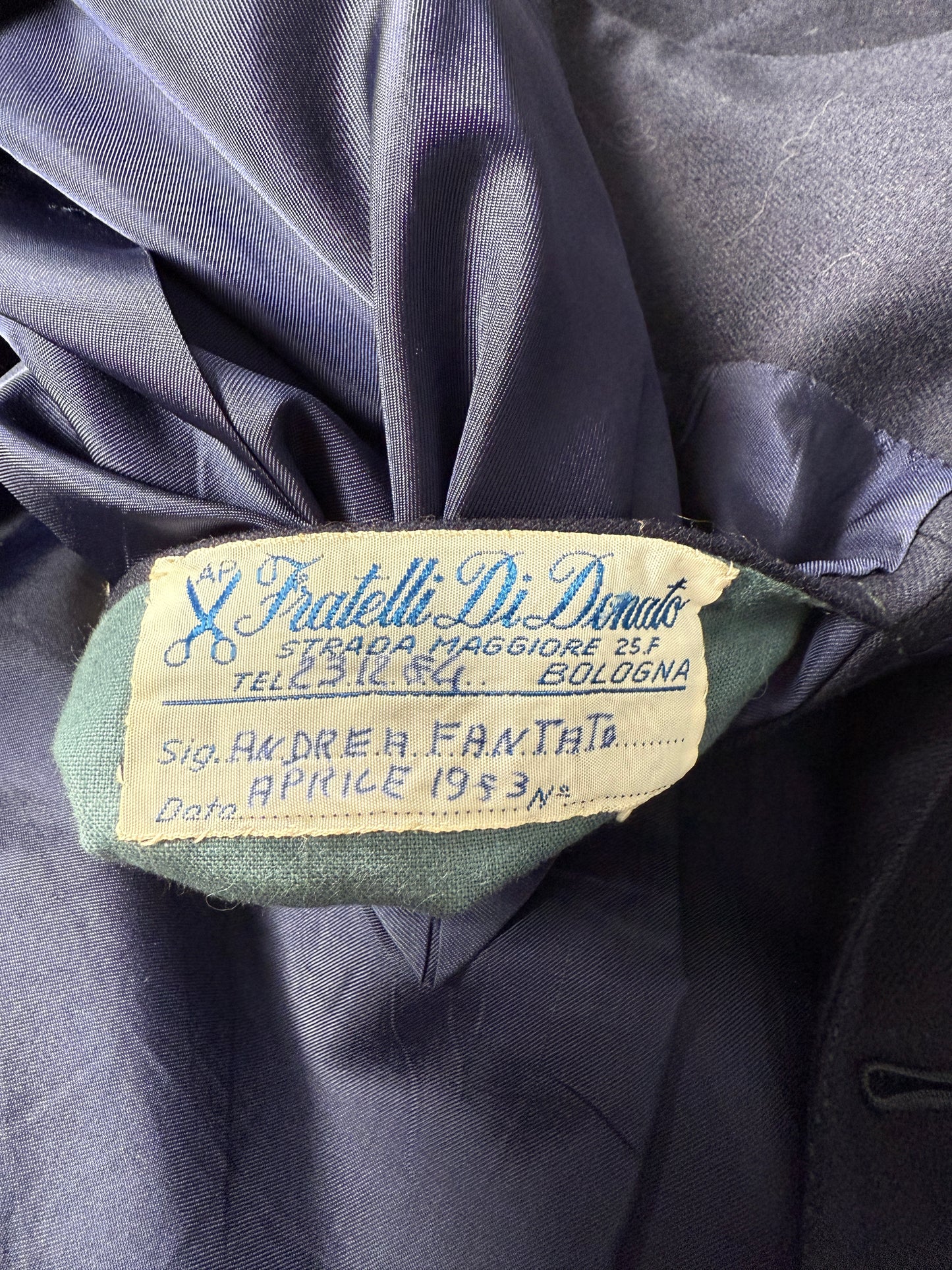 Giacca sartoriale anni ‘80 in flanella blu - tg. 50
