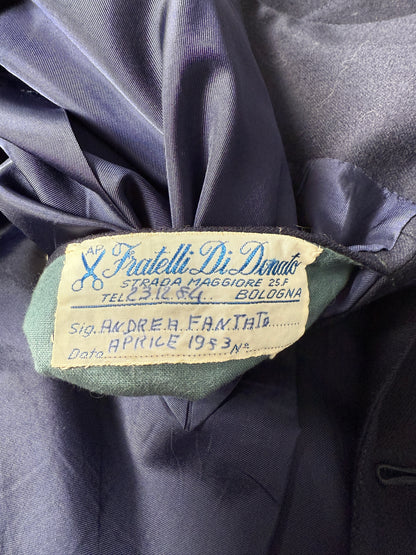 Giacca sartoriale anni ‘80 in flanella blu - tg. 50