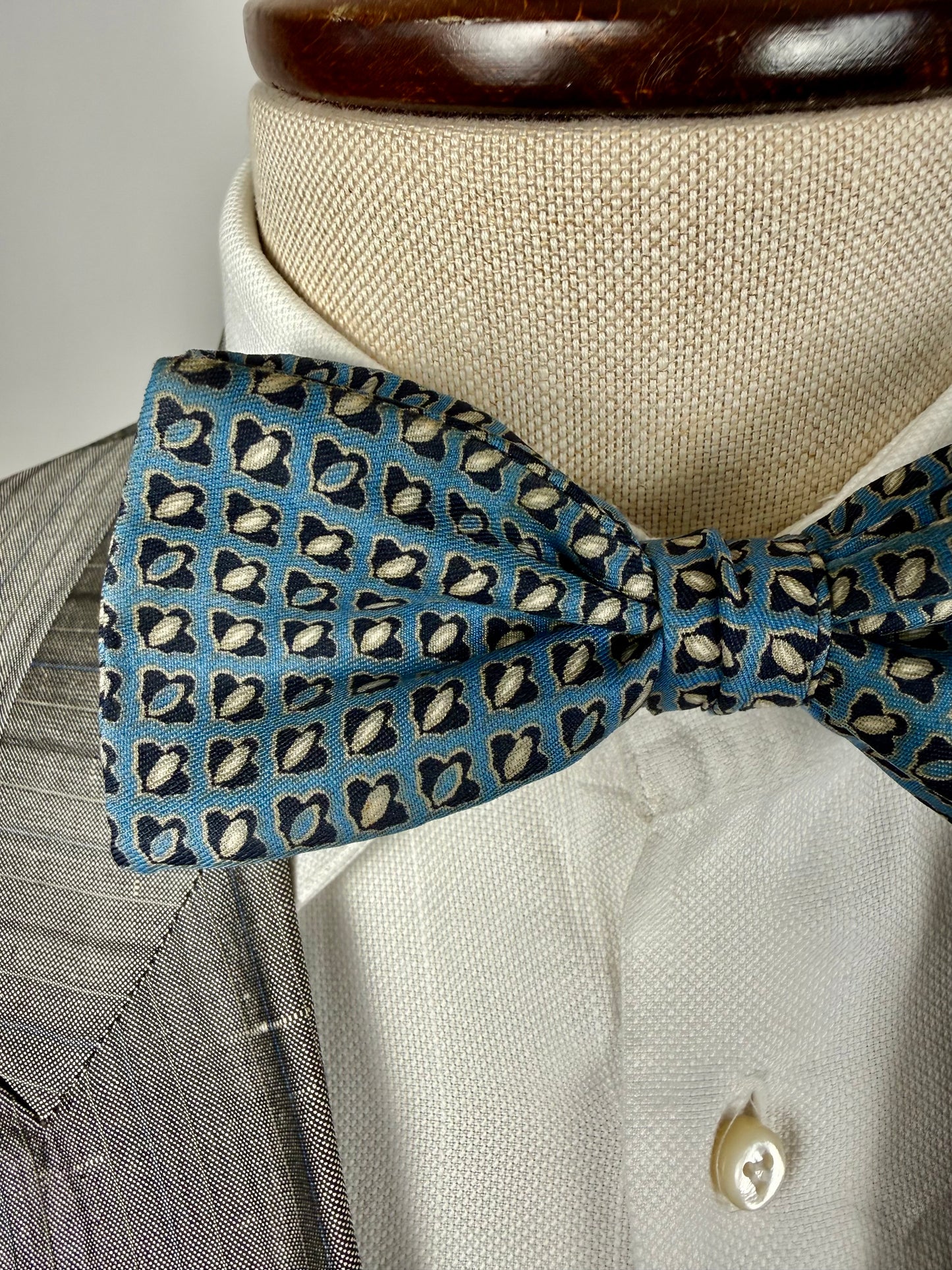 Papillon vintage azzurro micro fantasia
