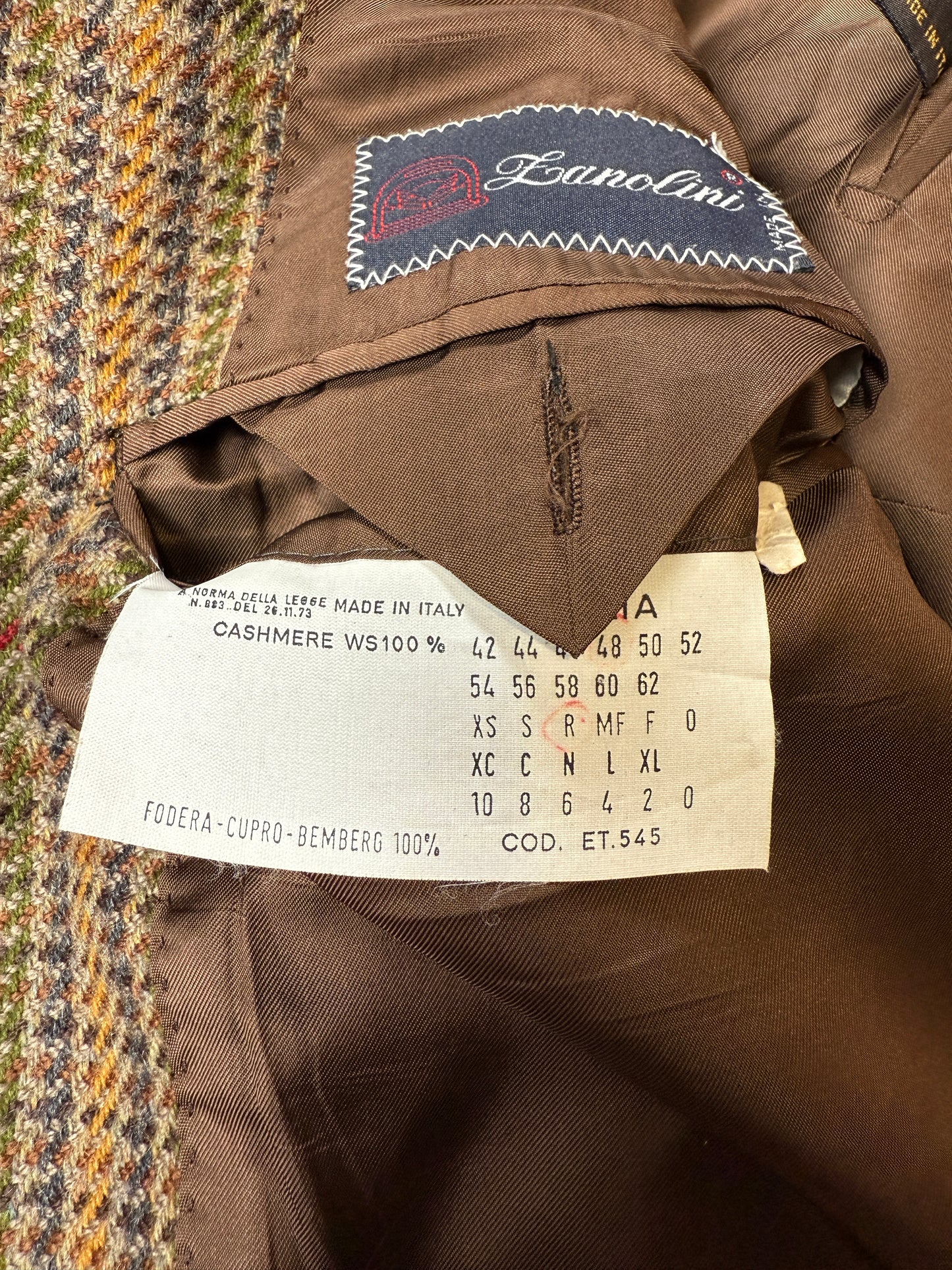 Giacca principe di Galles in puro cashmere tessuto Loro Piana - tg. 48