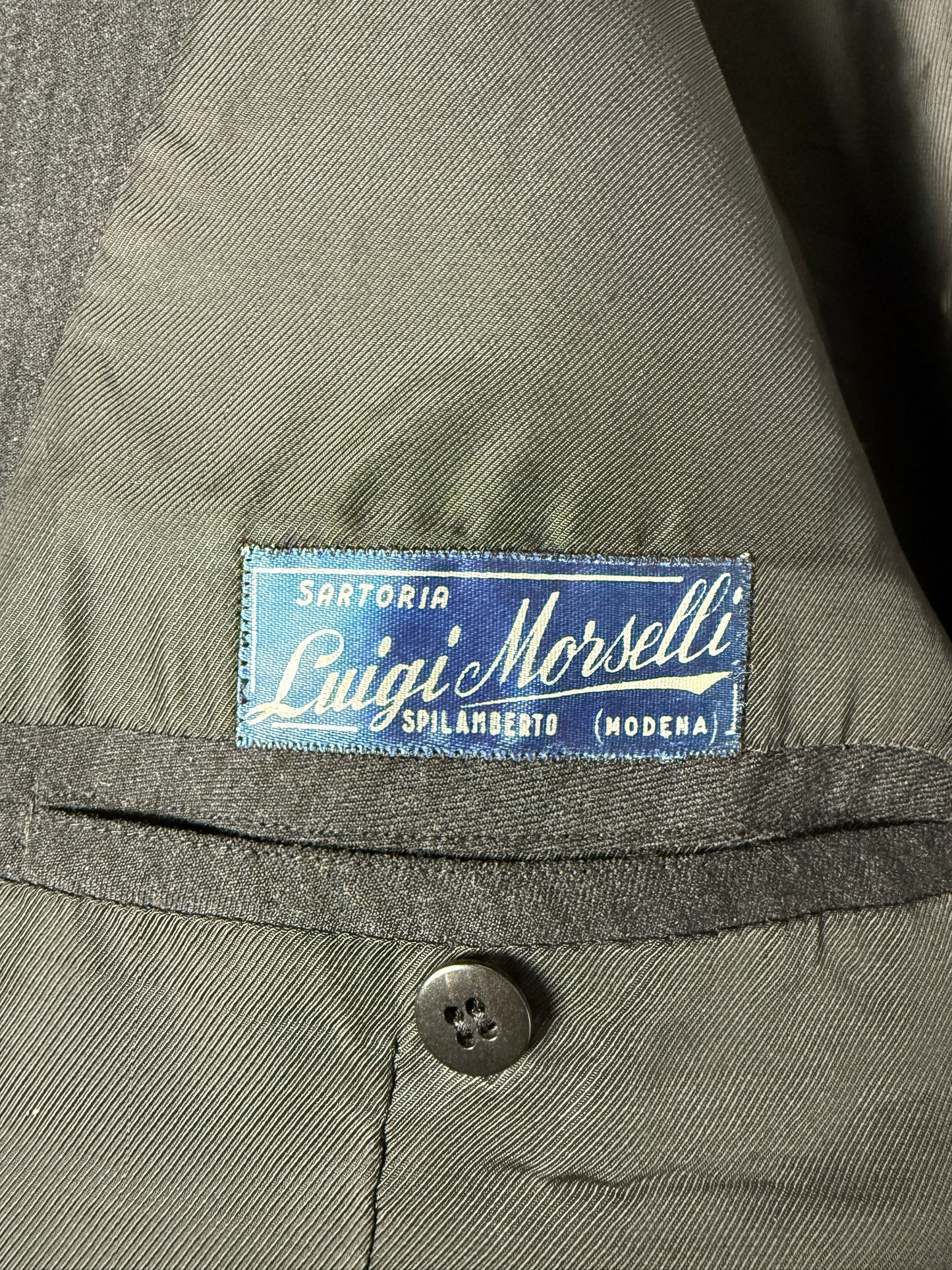 Completo sartoriale anni ‘50/‘60 monopetto revers a lancia - tg. 50 corta