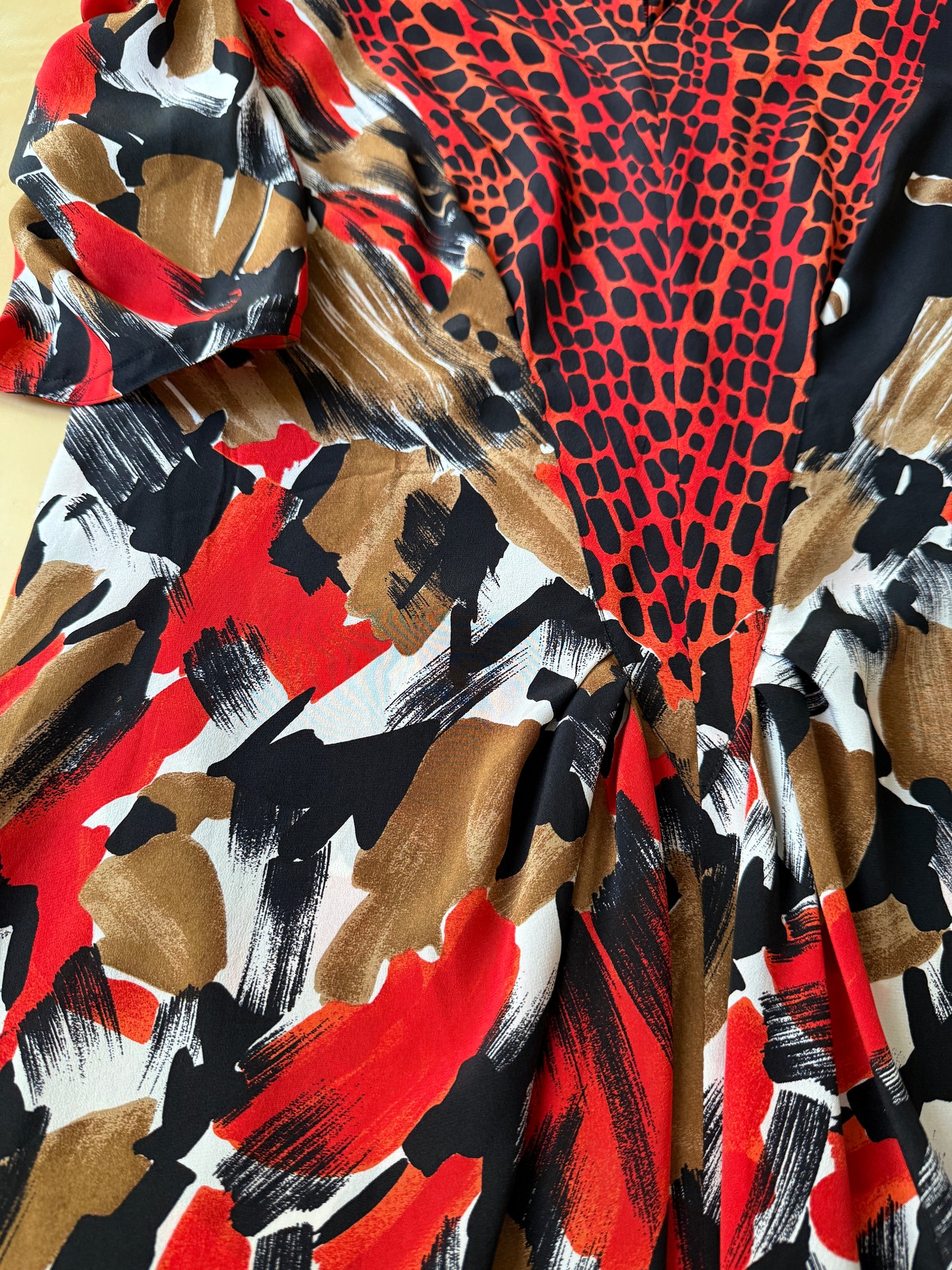Abito anni ‘80 in pura seta animalier/astratto - tg. 42/44