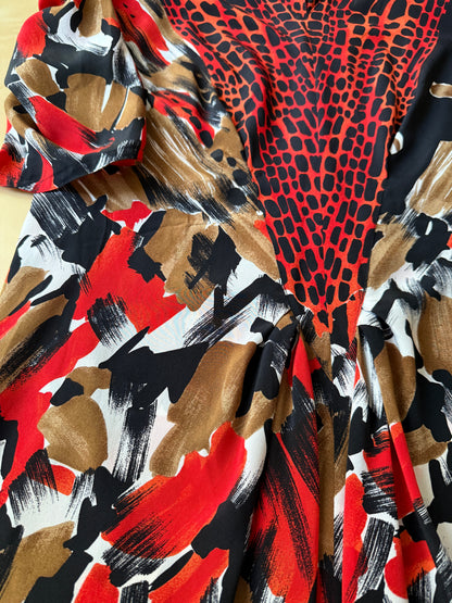 Abito anni ‘80 in pura seta animalier/astratto - tg. 42/44