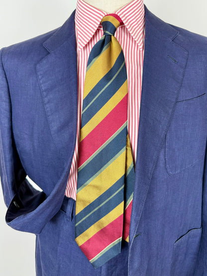 Cravatta regimental rosso giallo e navy