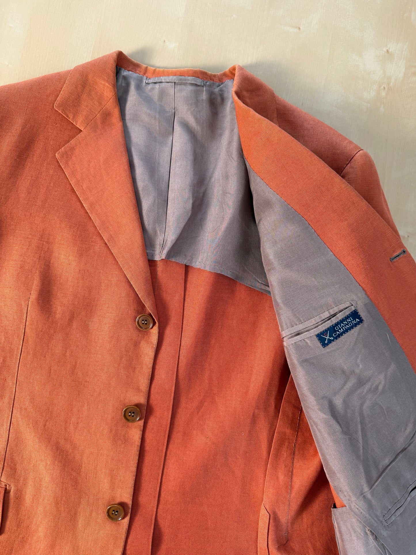 Giacca sartoriale D. Caraceni-Campagna lino irlandese arancio - tg. 50/52