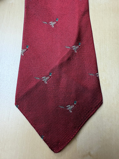 Cravatta De Paz vintage rossa con fagiani