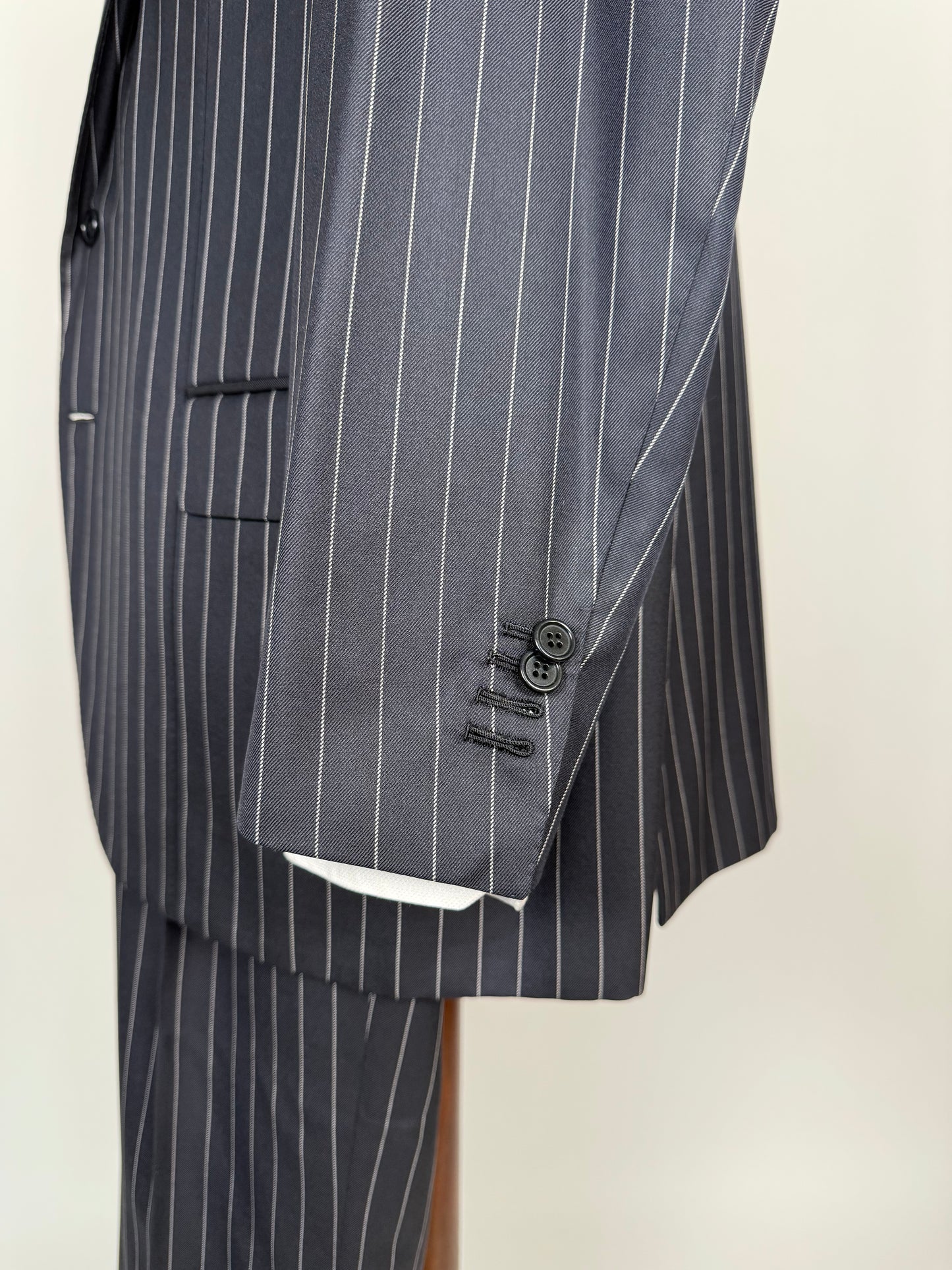 Completo sartoriale flanella pettinata blu gessato - tg. 56 drop 0-2