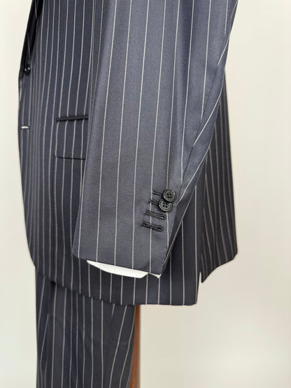 Completo sartoriale flanella pettinata blu gessato - tg. 56 drop 0-2