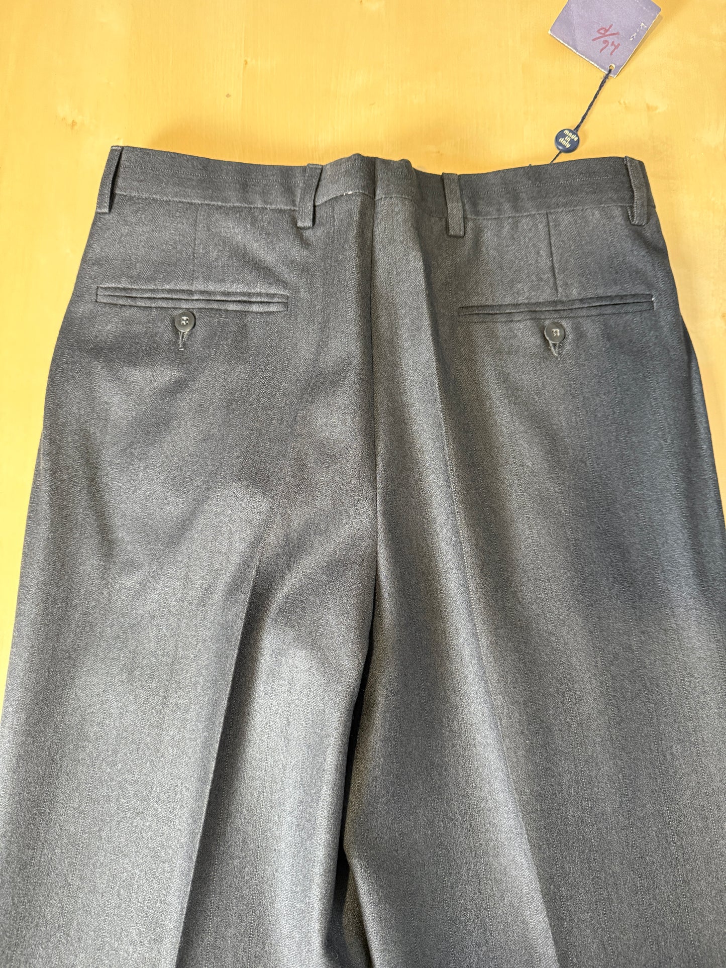 Pantaloni anni ‘70/‘80 flanella antracite trama righe (NOS) - tg. 44/46