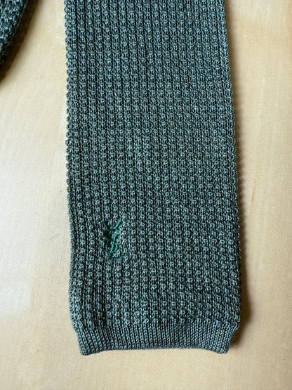 Cravatta Yves Saint Laurent in maglia di cotone verde