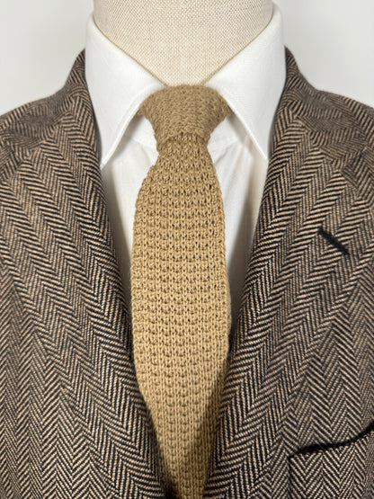 Cravatta in maglia di lana color nocciola