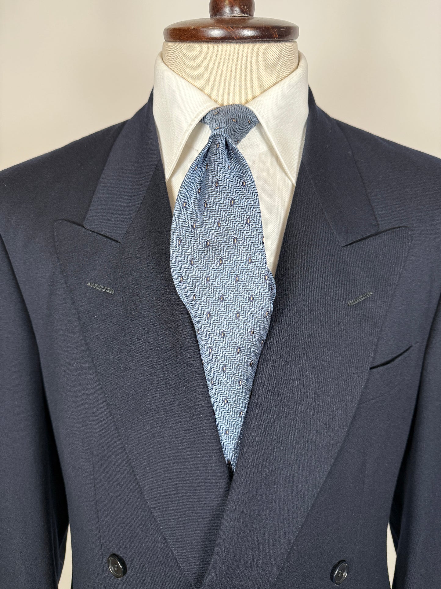 Giacca doppiopetto anni ‘80 flanella blu - tg. 50