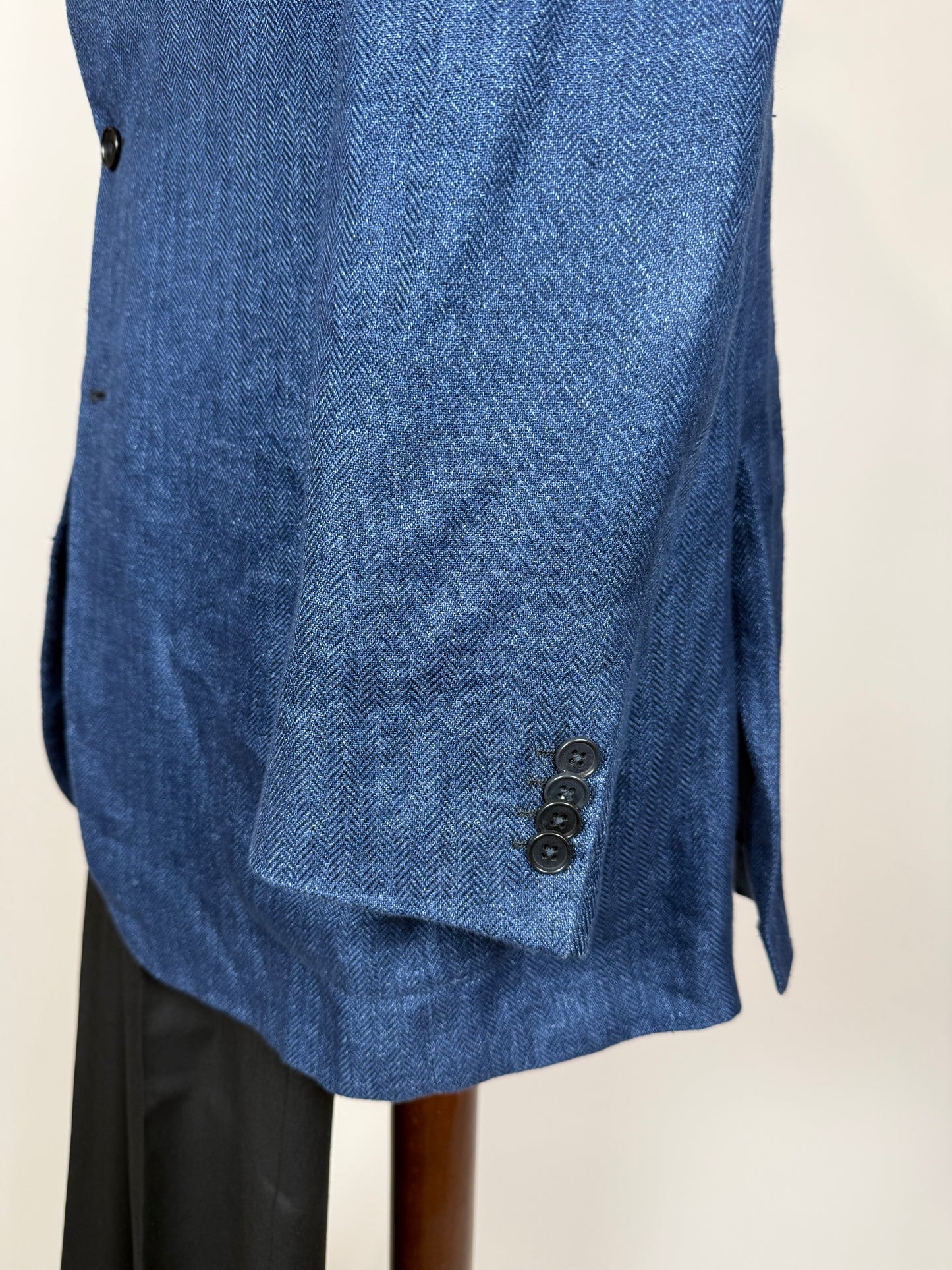 Giacca Isaia in puro lino spigato blu china - tg. 56