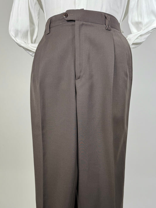 Pantaloni anni ‘80 fresco lana marrone/cachi - tg. 52