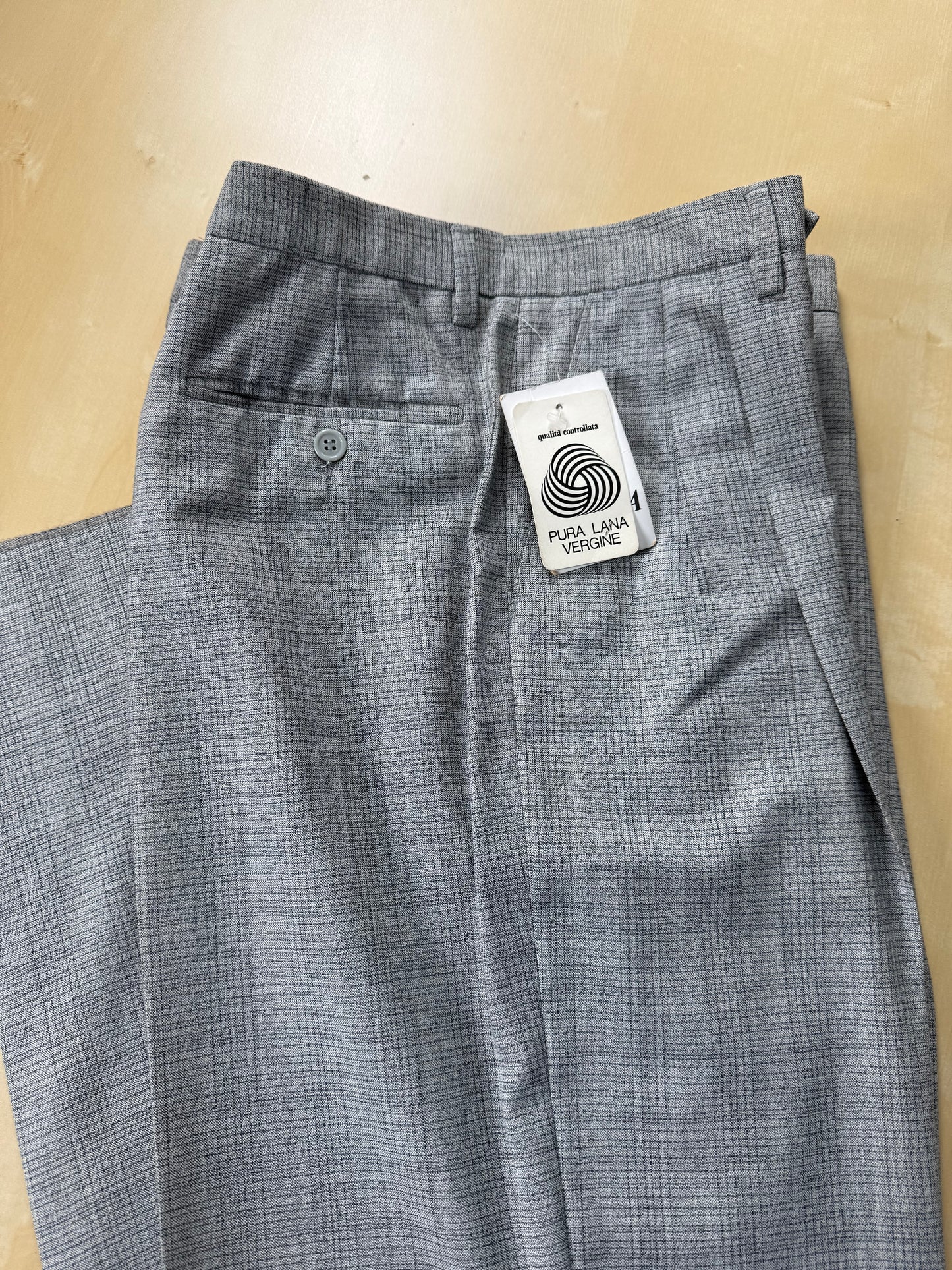 Pantaloni fresco lana grigio Glen check anni '80 (NOS) - tg. 48/50