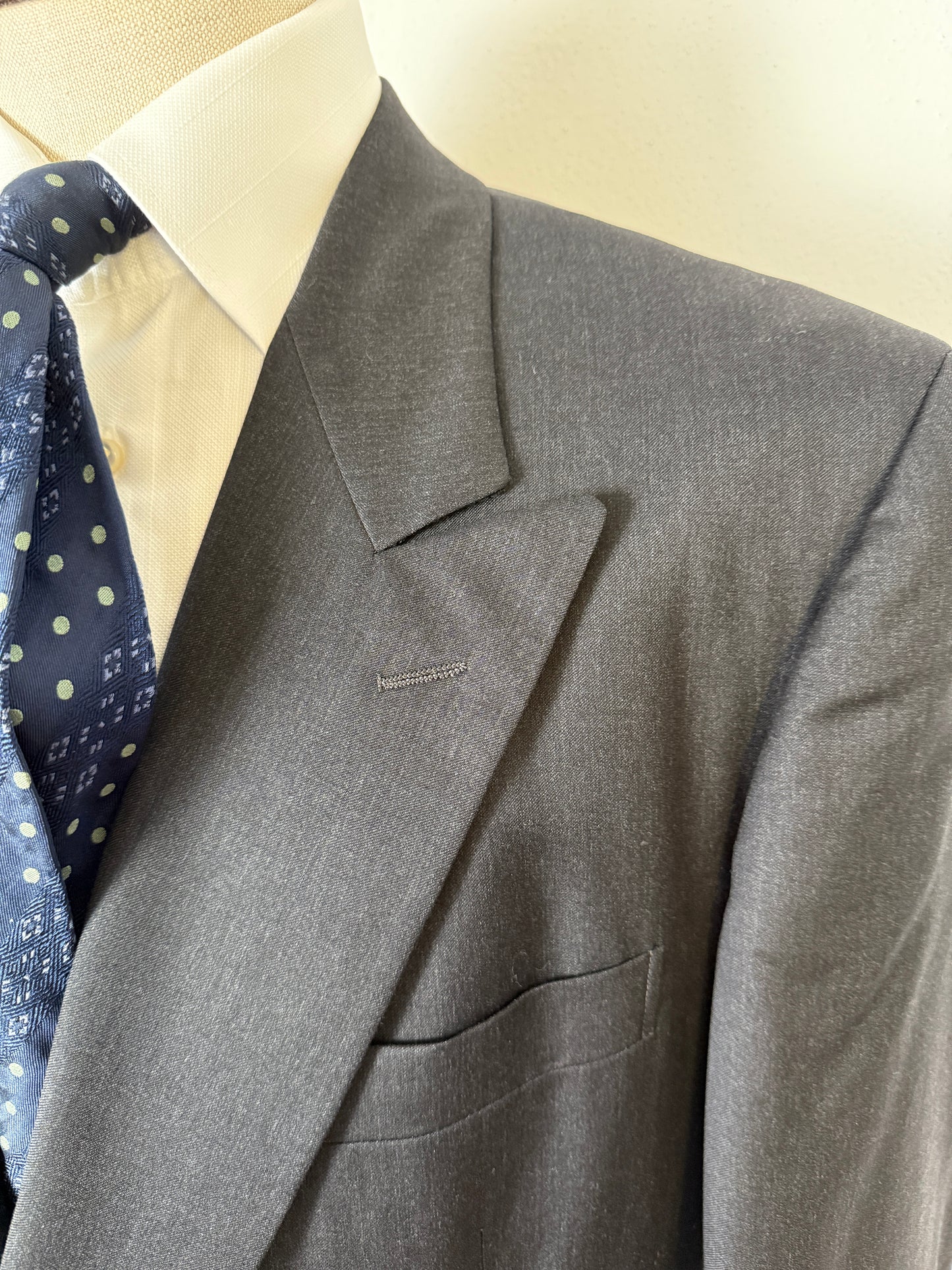 Giacca doppiopetto anni ‘80 flanella pettinata antracite - tg. 54