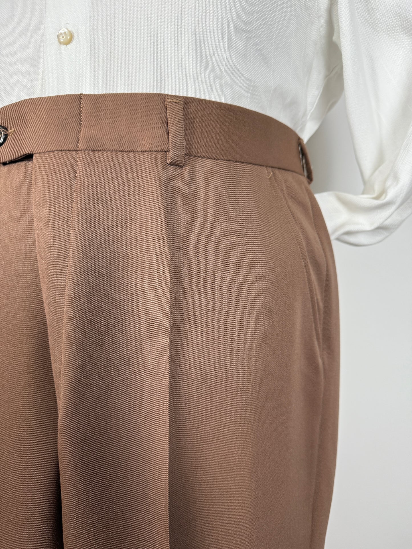 Pantaloni anni ‘70 in twill pettinato color cacao (NOS) - tg. 52