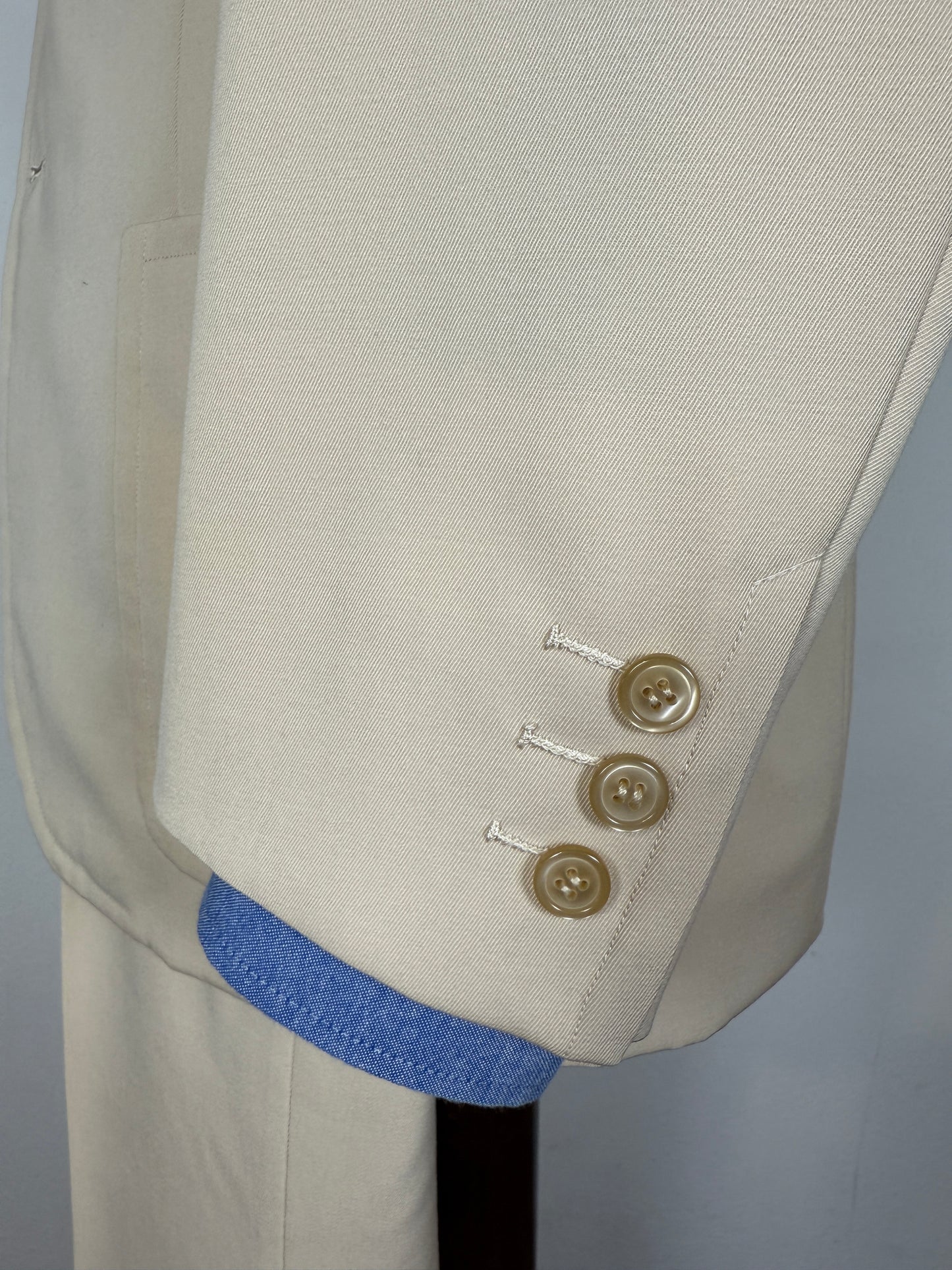 Completo sartoriale anni '70 a zampa in twill color panna - tg. 44/46