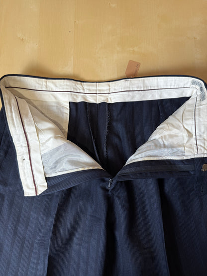 Pantaloni anni ‘70/‘80 lana pettinata blu righe - tg. 48/50