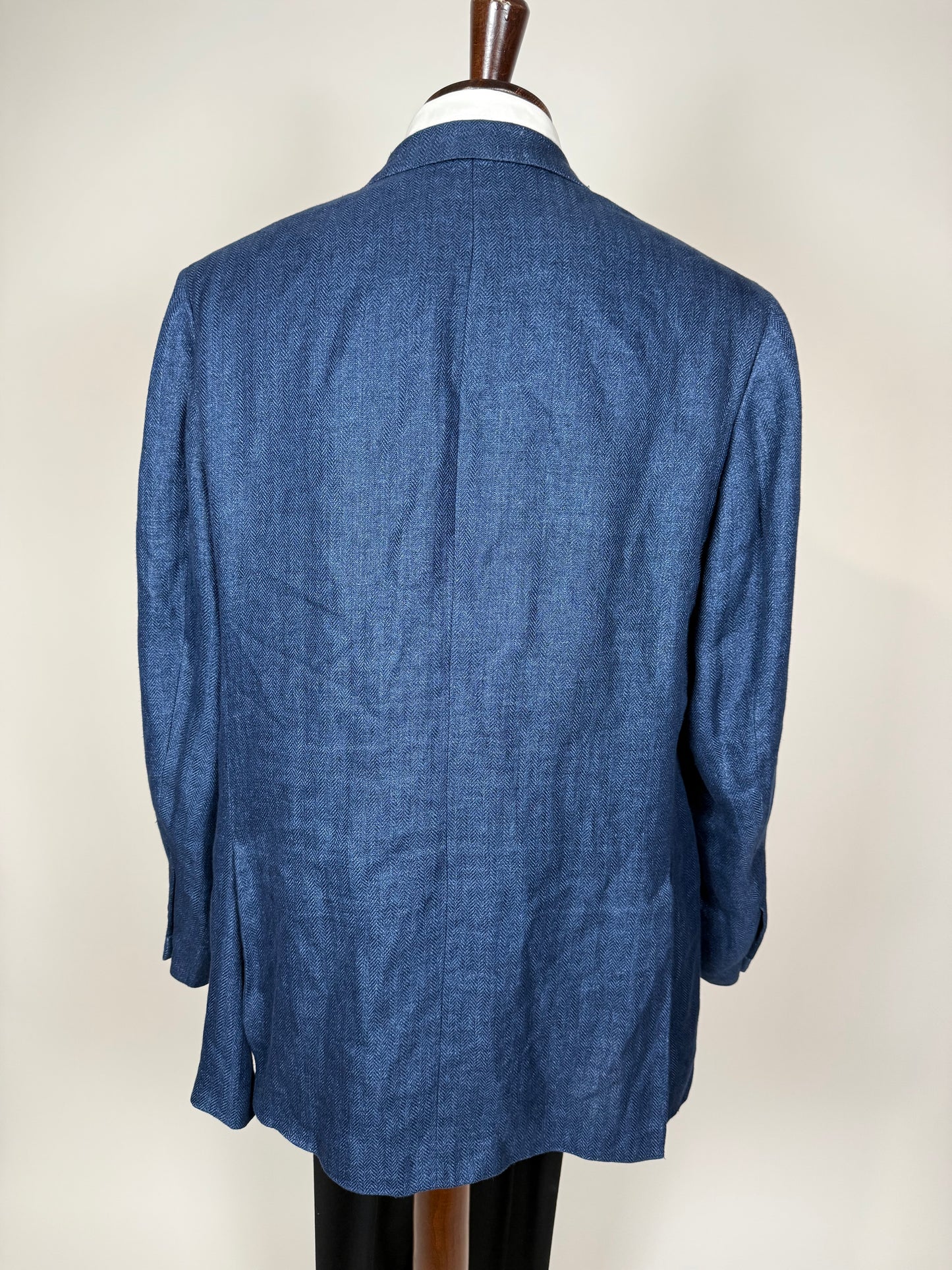 Giacca Isaia in puro lino spigato blu china - tg. 56