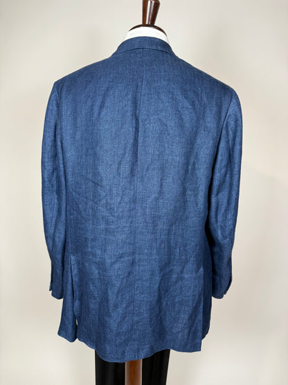 Giacca Isaia in puro lino spigato blu china - tg. 56