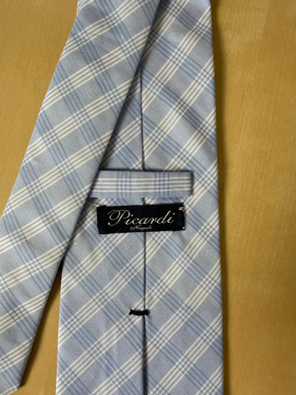 Cravatta napoletana 100% cotone a quadri turchese (nuova)
