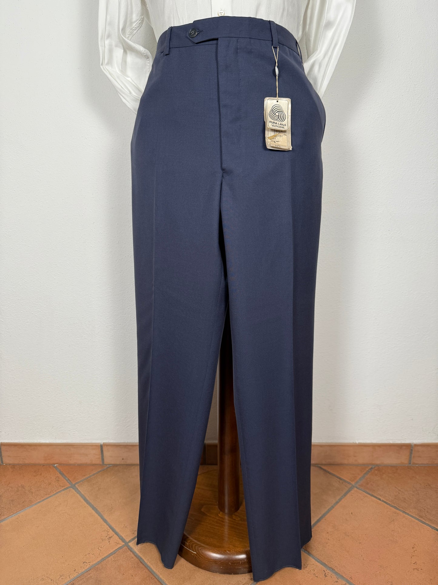 Pantalone anni ‘90 in fresco lana blu (NOS) - tg. 58/60