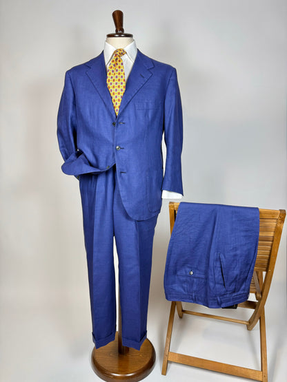 Completo sartoriale F. Di Marco lino irlandese blu (doppio pantalone) - tg. 52 corta