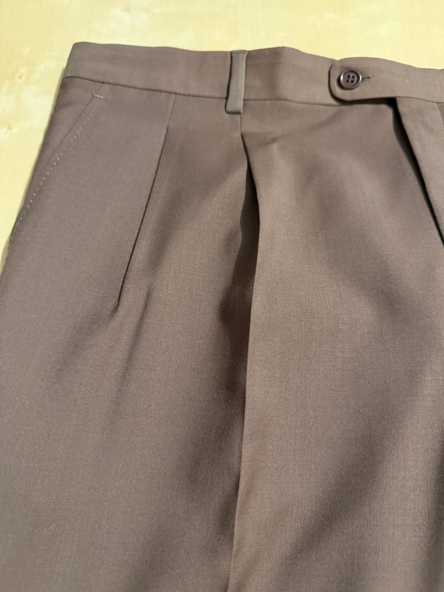 Pantalone anni '80 fresco lana marrone cacao (NOS) - tg. 54