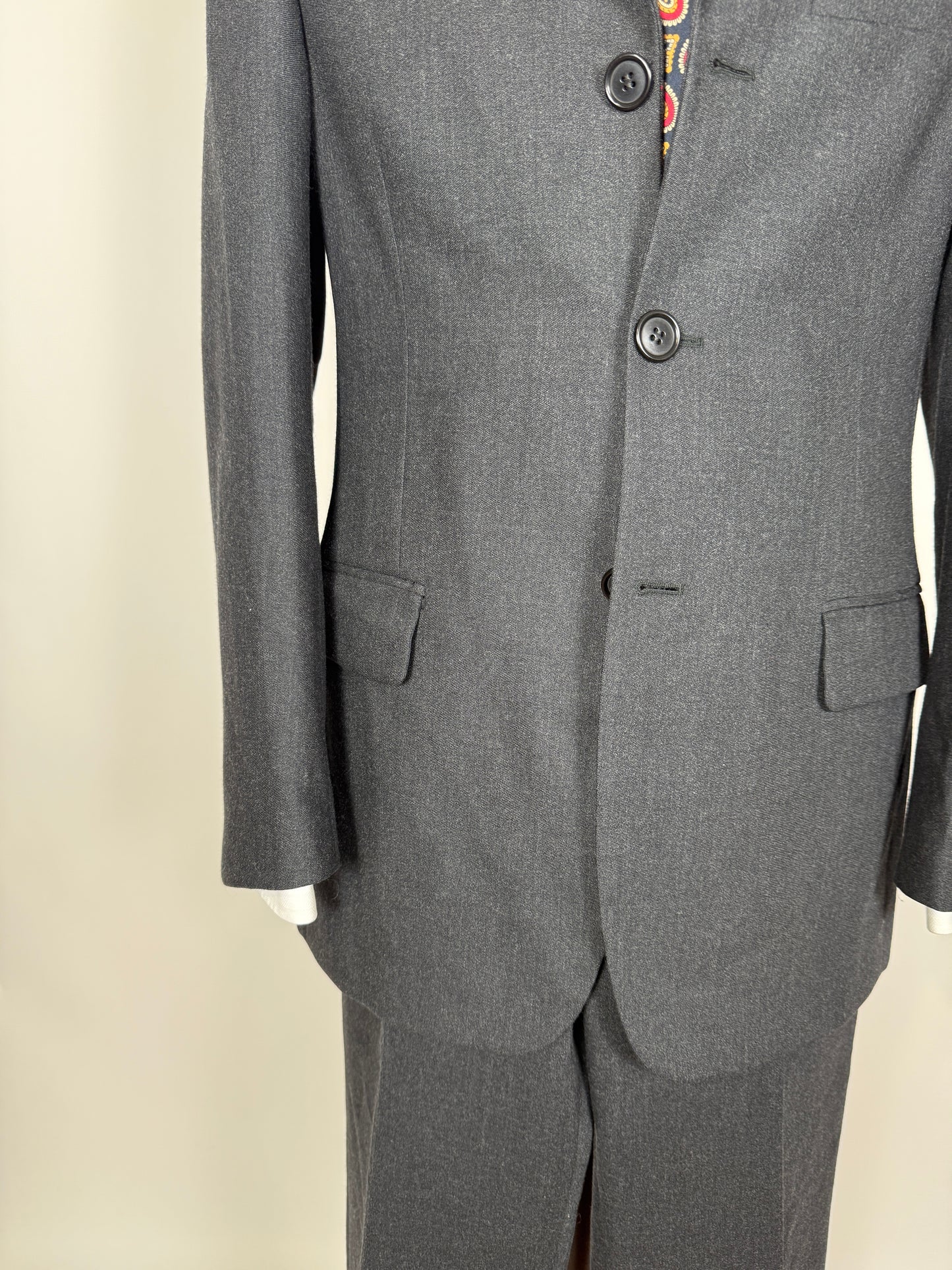 Completo Missoni anni ‘90 in flanella grigio antracite - tg. 48/50