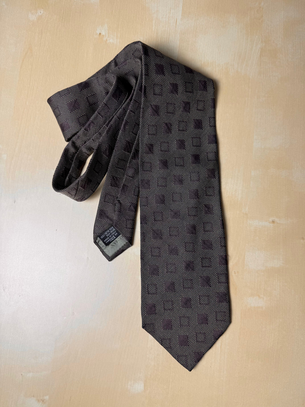 Cravatta Armani vintage marrone quadri