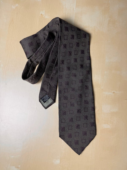 Cravatta Armani vintage marrone quadri