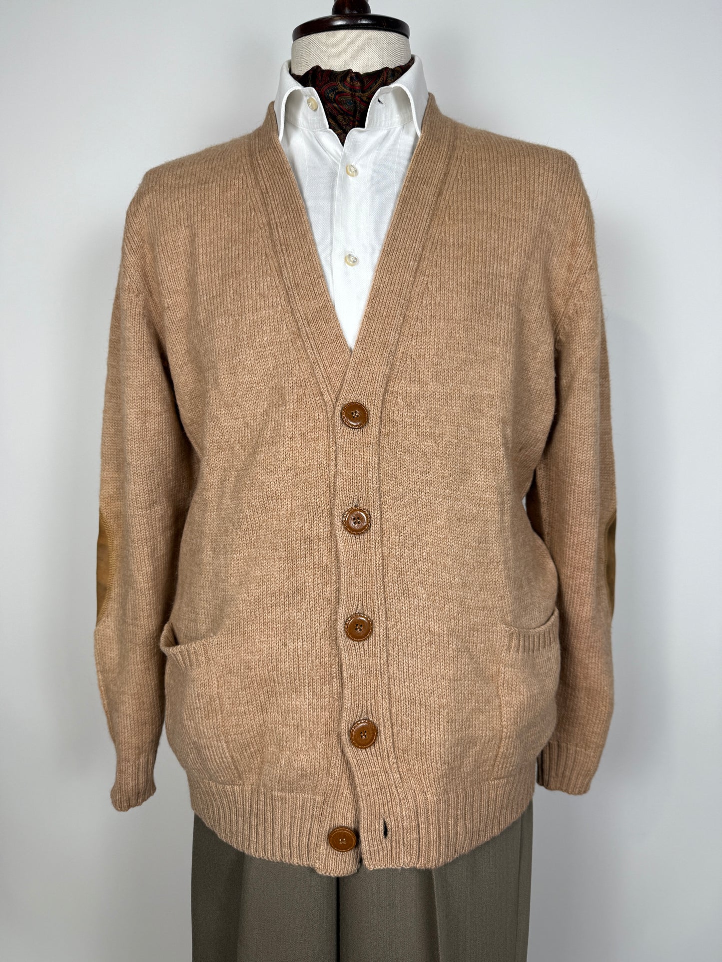Cardigan vintage in cammello e lana - tg. L (50/52)