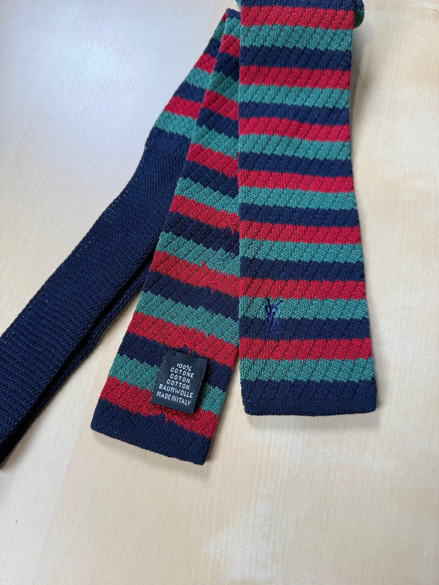 Cravatta Yves Saint Laurent tricot cotone a righe