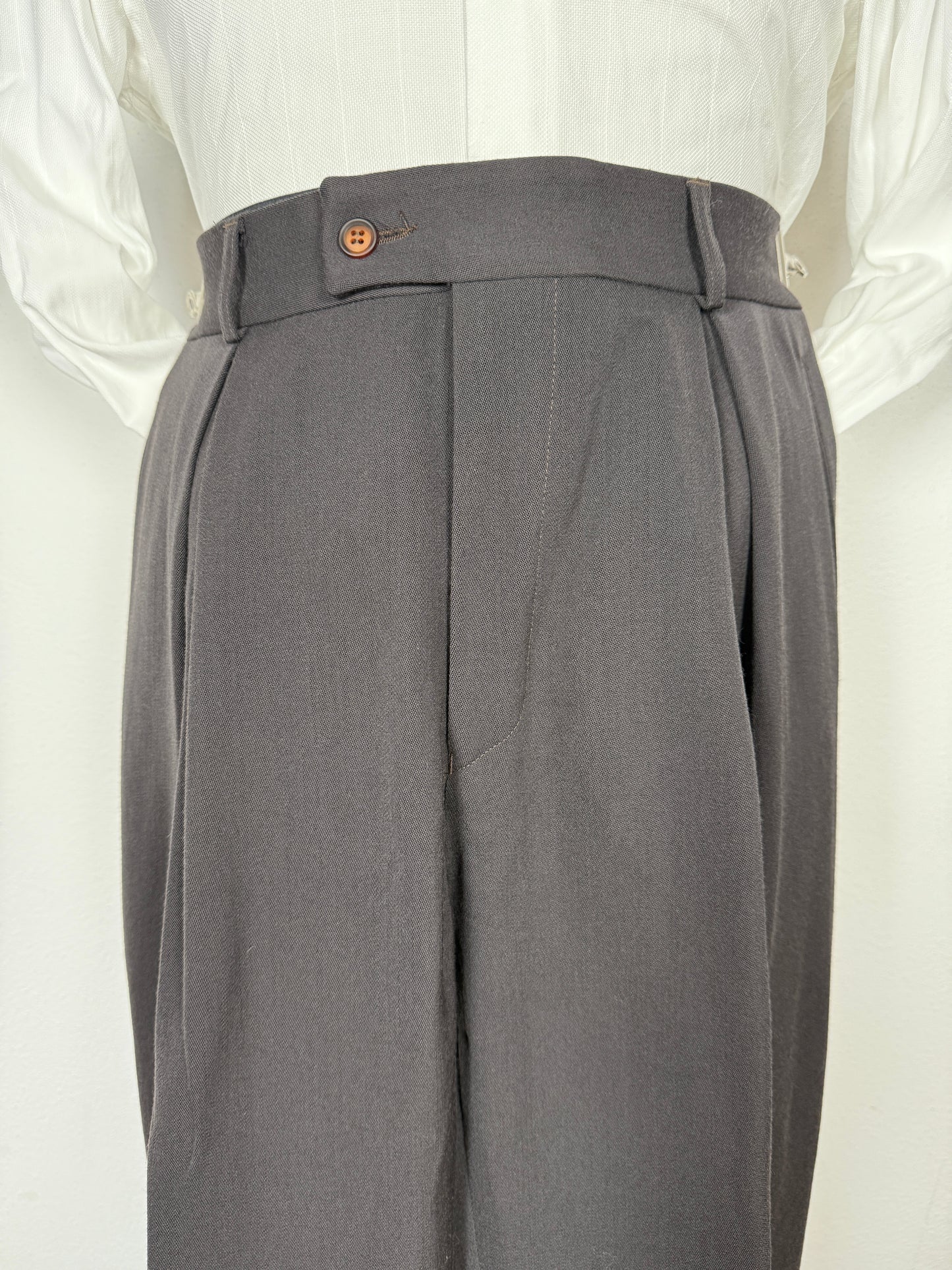 Completo doppiopetto anni ‘80 flanella verde petrolio - tg. 50/52 drop alto