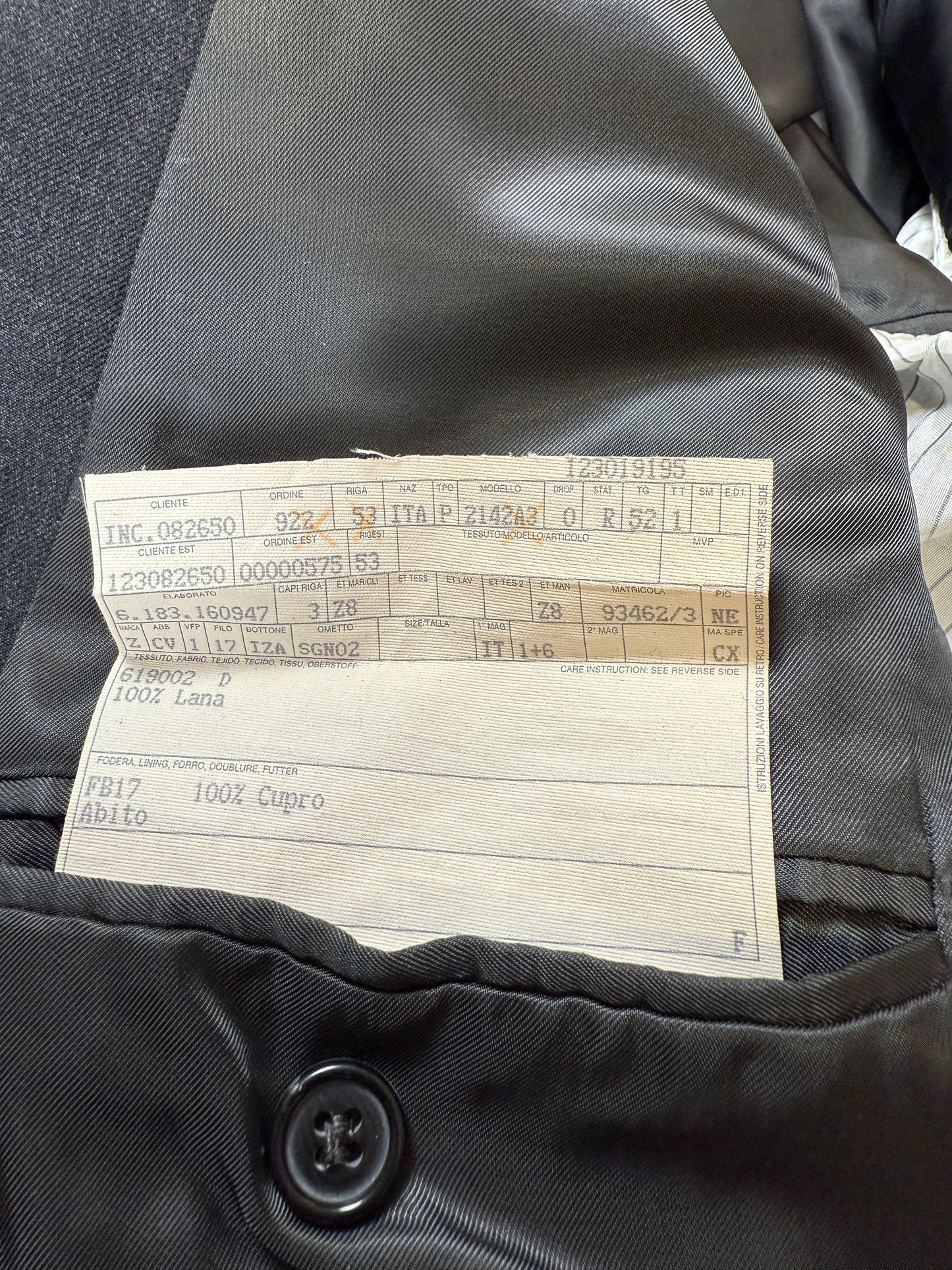 Giacca Ermenegildo Zegna anni ‘90 lana pettinata grigio antracite - tg. 52 drop basso