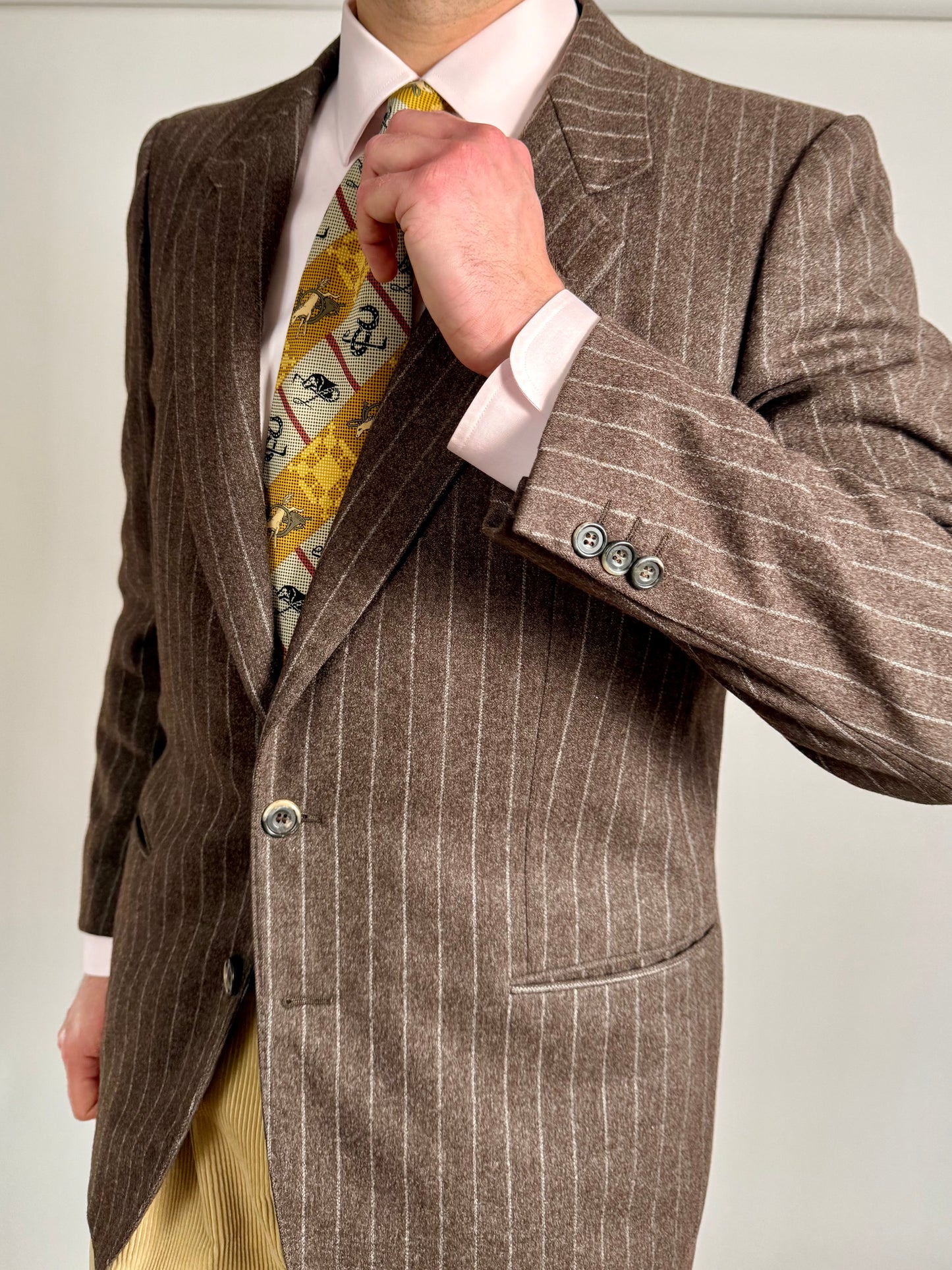 Giacca Ermenegildo Zegna anni ‘80 flanella marrone gessato - tg. 50