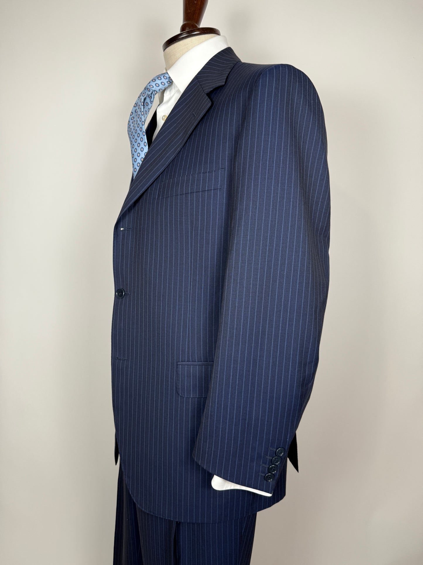 Completo Canali lana pettinata blu gessato - tg. 54