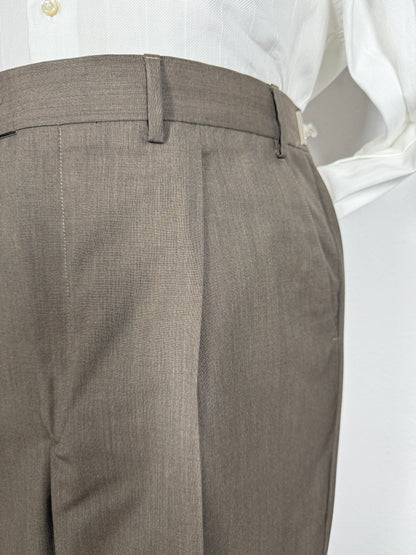 Pantalone anni ‘90 fresco lana marrone cacao (NOS) - tg. 56