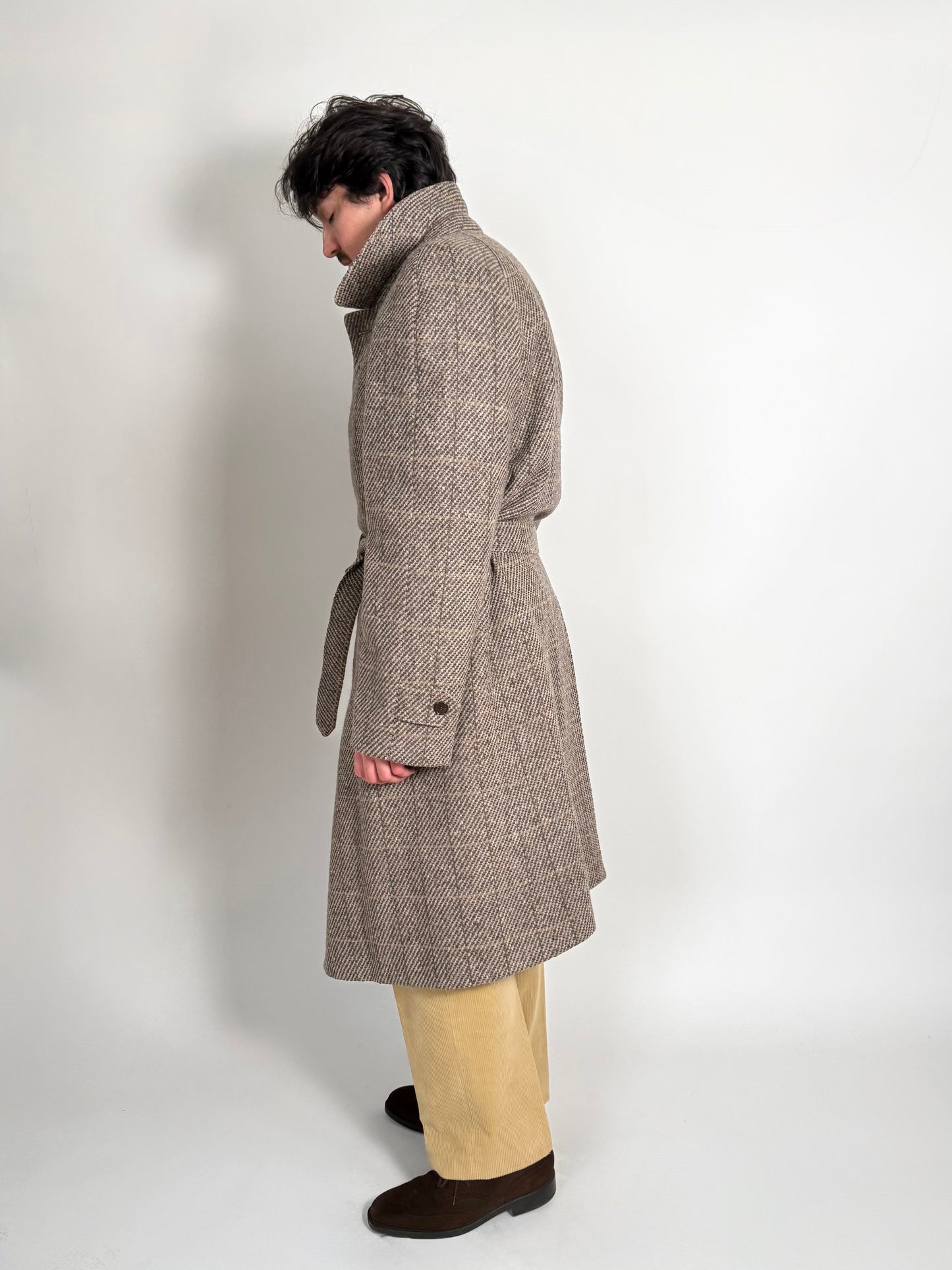 Cappotto raglan anni ‘80 tweed finestrato - tg. 54-56