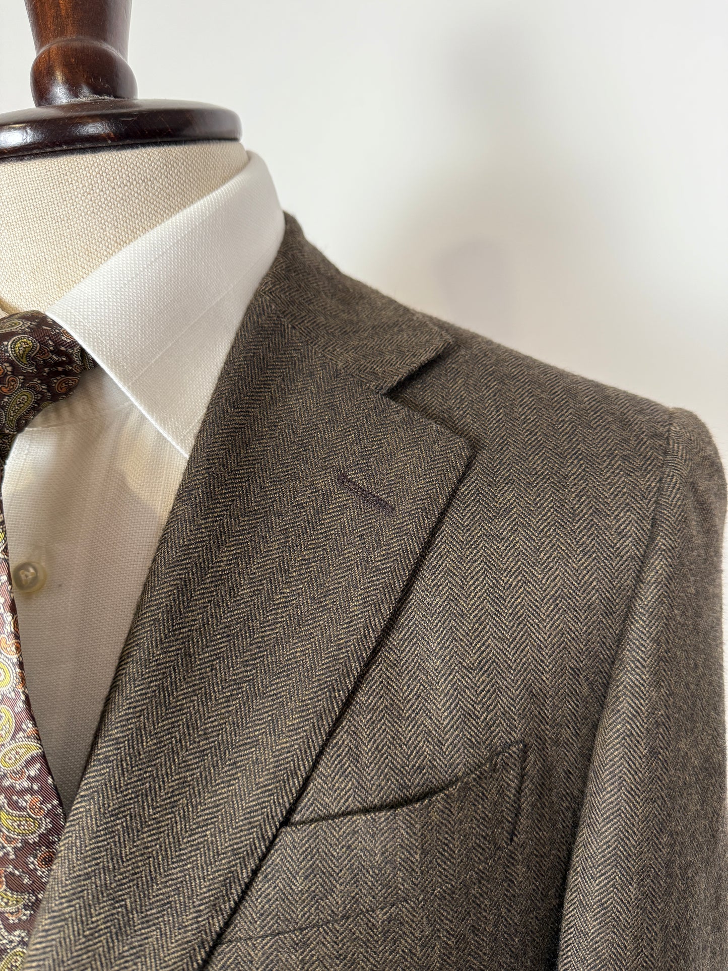 Giacca in lana e cashmere marrone spigato - tg. 44/46